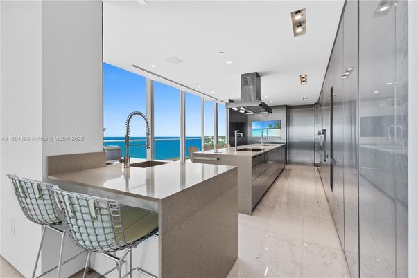 Interior, Kitchen, Marble, Recessed Lighting, Stainless Steel Appliances, Water