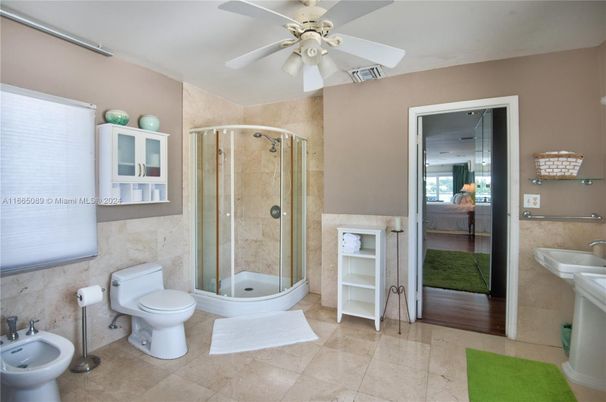 Bathroom, Glass Shower, Interior, Wood Texture Flooring
