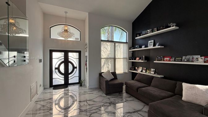 Interior, Living room, Marble, Pendant Lights