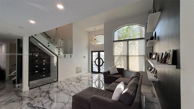 Interior, Living room, Marble, Pendant Lights, Recessed Lighting