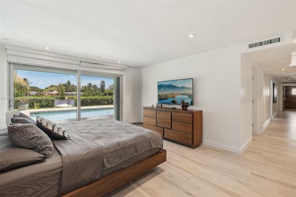 Bedroom, Interior, Recessed Lighting, Water, Wood Texture Flooring