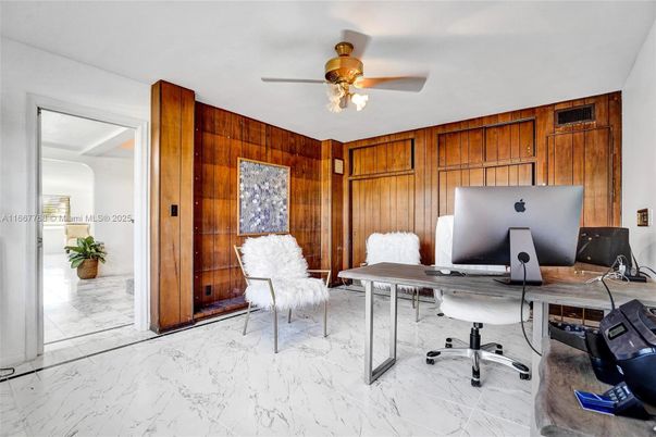 Home Office, Interior, Marble, Wooden Walls