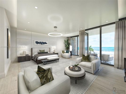 Bedroom, Interior, Living room, Pendant Lights, Recessed Lighting, Water, Wood Texture Flooring
