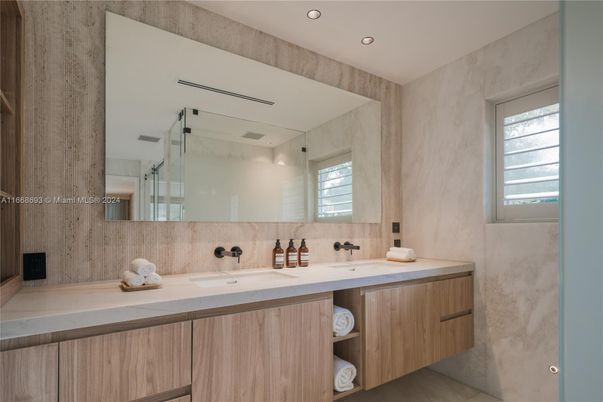 Bathroom, Dual Sink Vanities, Glass Shower, Interior, Recessed Lighting