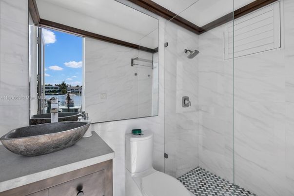 Bathroom, Glass Shower, Interior, Marble Walls, Water