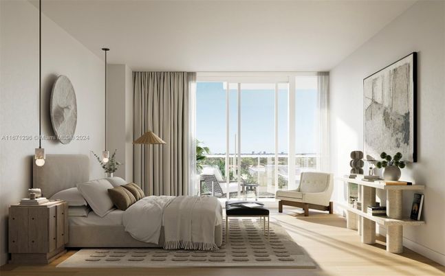 Bedroom, Interior, Pendant Lights, Wood Texture Flooring