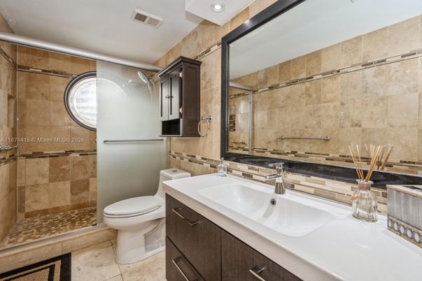 Bathroom, Glass Shower, Interior, Recessed Lighting