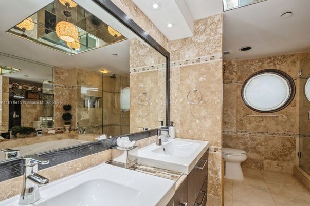 Bathroom, Dual Sink Vanities, Glass Shower, Interior, Recessed Lighting