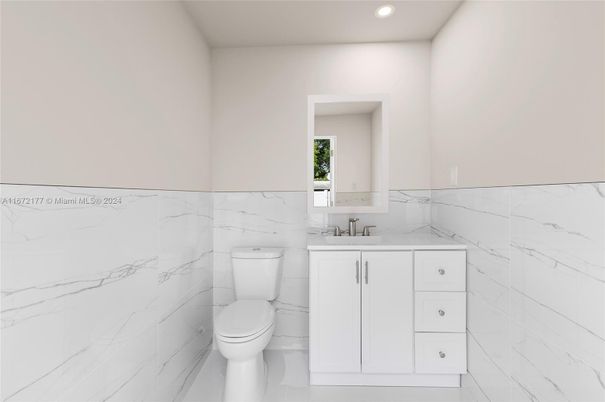 Bathroom, Interior, Marble Walls, Recessed Lighting