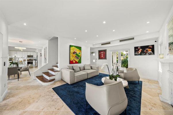 Dining room, Fireplace, Interior, Living room, Pendant Lights, Recessed Lighting