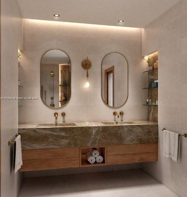Bathroom, Dual Sink Vanities, Interior, Recessed Lighting