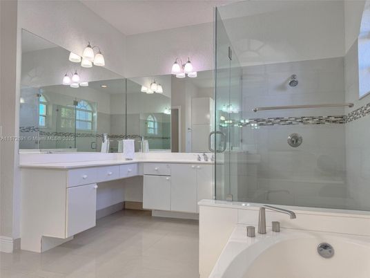 Bathroom, Dual Sink Vanities, Glass Shower, Interior