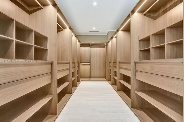 Interior, Recessed Lighting, Walk-in Closets, Wood Texture Flooring, Wooden Walls