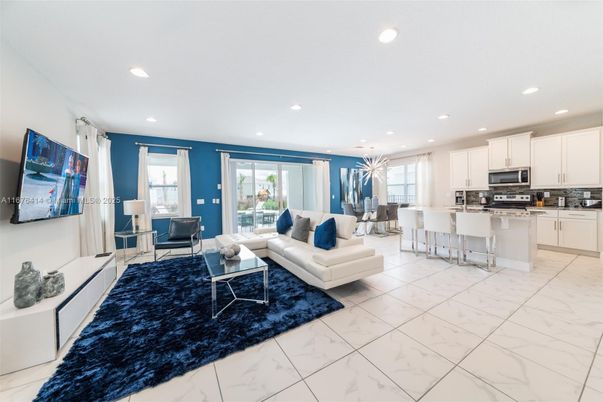 Dining room, Interior, Kitchen, Living room, Marble, Recessed Lighting, Stainless Steel Appliances