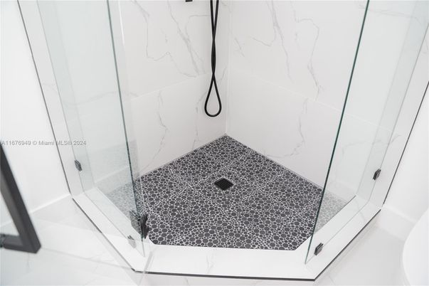 Bathroom, Glass Shower, Interior, Marble Walls