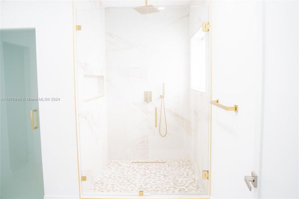 Bathroom, Glass Shower, Interior, Marble Walls