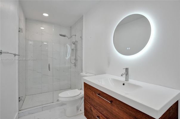 Bathroom, Glass Shower, Interior, Marble, Marble Walls, Recessed Lighting