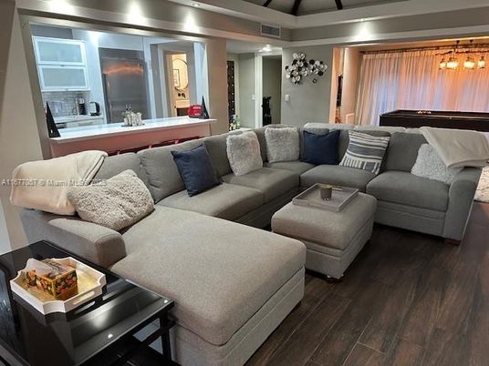 Interior, Living room, Pendant Lights, Wood Texture Flooring