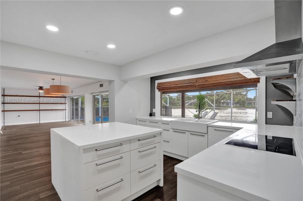 Interior, Kitchen, Recessed Lighting, Wood Texture Flooring