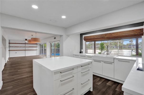 Interior, Kitchen, Pendant Lights, Recessed Lighting, Wood Texture Flooring