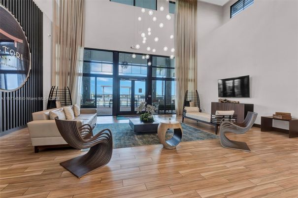 Interior, Living room, Pendant Lights, Wood Texture Flooring