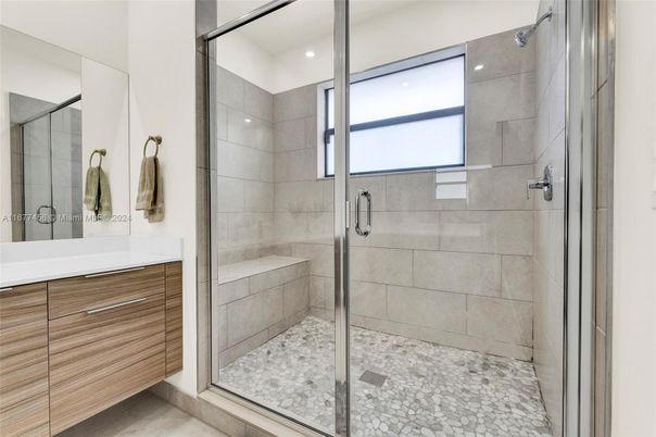 Bathroom, Glass Shower, Interior, Recessed Lighting
