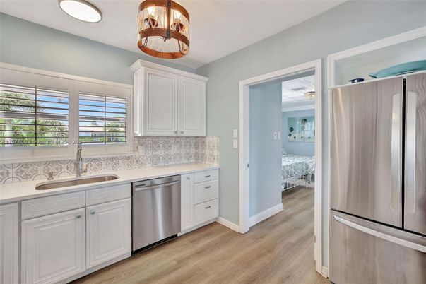 Interior, Kitchen, Stainless Steel Appliances, Wood Texture Flooring