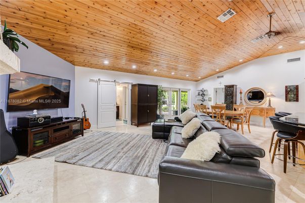 Dining room, Interior, Living room, Recessed Lighting, Wooden Ceilings