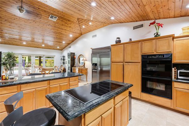 Interior, Kitchen, Recessed Lighting, Stainless Steel Appliances, Wooden Ceilings