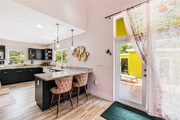 Interior, Kitchen, Pendant Lights, Recessed Lighting, Wood Texture Flooring