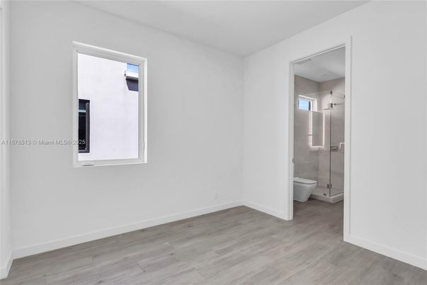 Bathroom, Empty room, Glass Shower, Interior, Wood Texture Flooring