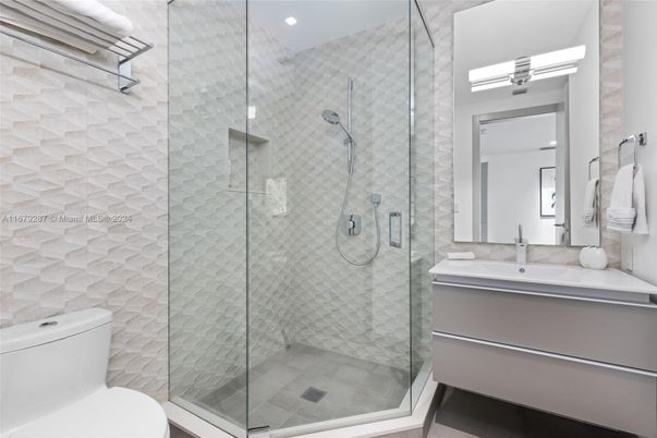 Bathroom, Glass Shower, Interior, Recessed Lighting