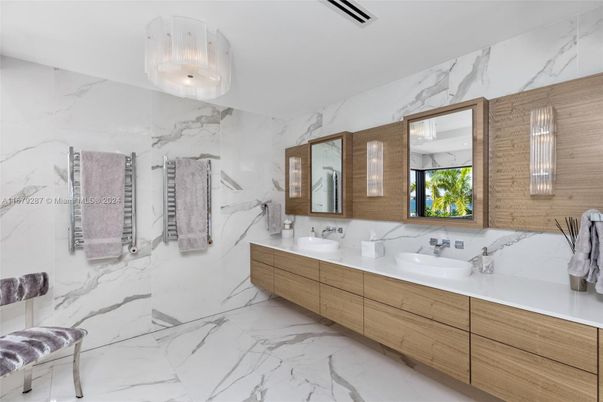 Bathroom, Dual Sink Vanities, Interior, Marble, Marble Walls