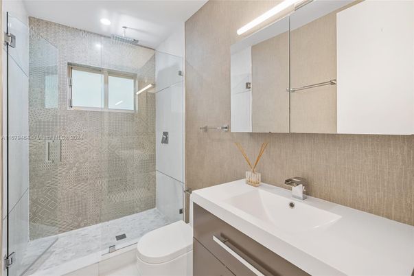 Bathroom, Glass Shower, Interior, Recessed Lighting