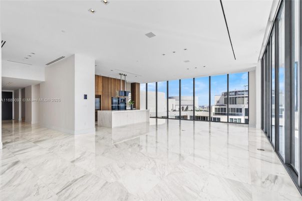 Empty room, Interior, Kitchen, Marble, Recessed Lighting