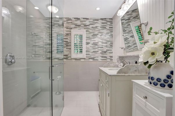Bathroom, Glass Shower, Interior, Recessed Lighting