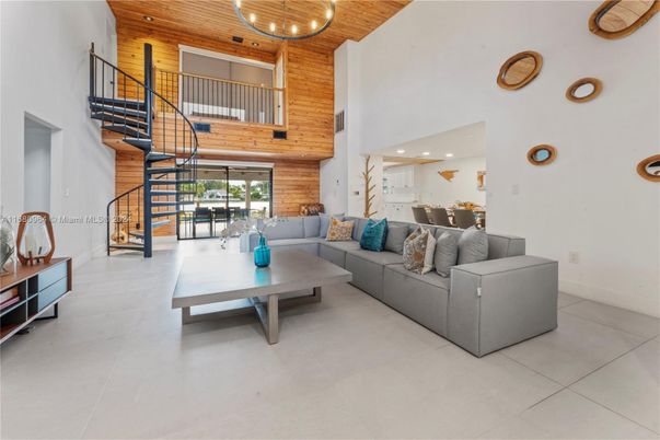 Interior, Living room, Pendant Lights, Recessed Lighting, Wooden Ceilings, Wooden Walls