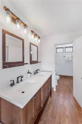 Bathroom, Dual Sink Vanities, Interior, Wood Texture Flooring