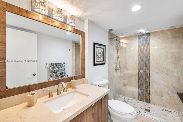 Bathroom, Glass Shower, Interior, Recessed Lighting