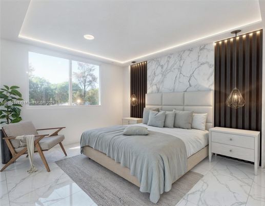 Bedroom, Interior, Marble, Marble Walls, Recessed Lighting