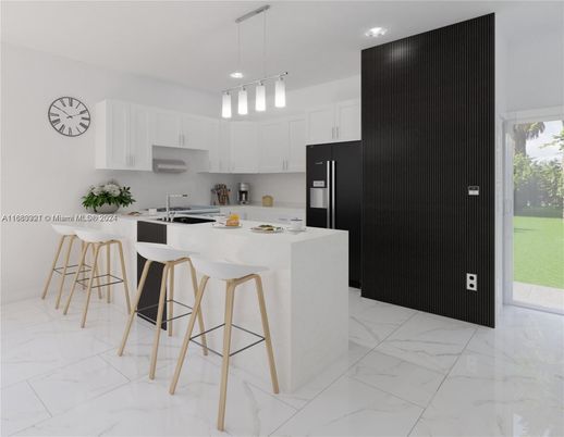Interior, Kitchen, Marble, Pendant Lights, Recessed Lighting, Stainless Steel Appliances