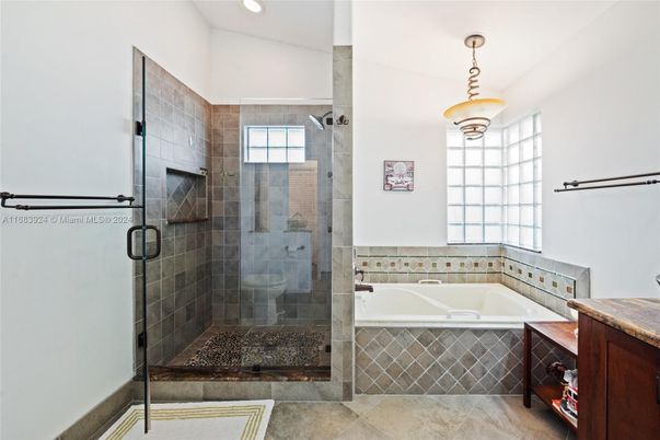 Bathroom, Glass Shower, Interior, Recessed Lighting