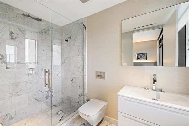 Bathroom, Glass Shower, Interior, Marble Walls