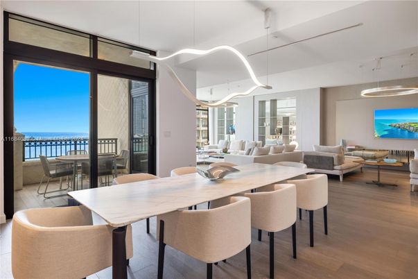 Dining room, Interior, Living room, Pendant Lights, Water, Wood Texture Flooring