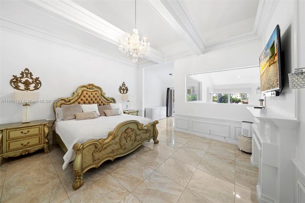 Bedroom, Chandelier, Interior