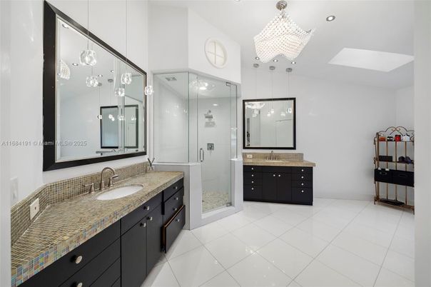 Bathroom, Dual Sink Vanities, Glass Shower, Interior, Recessed Lighting