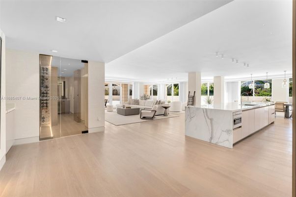 Interior, Kitchen, Living room, Pendant Lights, Recessed Lighting, Wood Texture Flooring