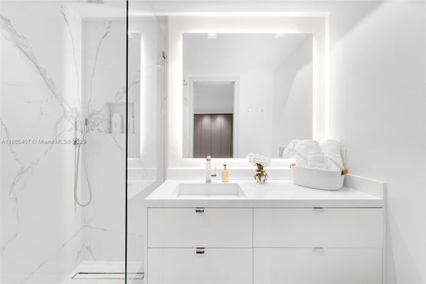 Bathroom, Glass Shower, Interior, Marble Walls