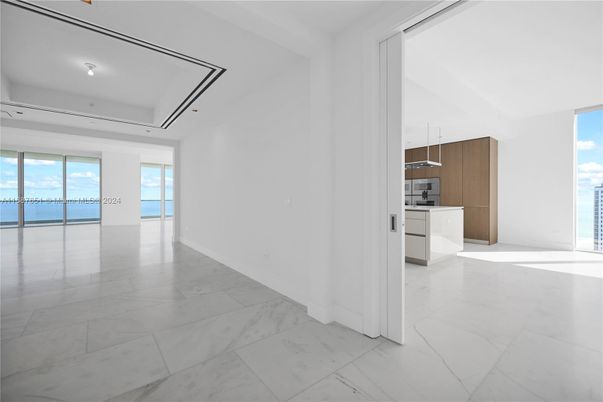 Empty room, Interior, Kitchen, Marble, Stainless Steel Appliances