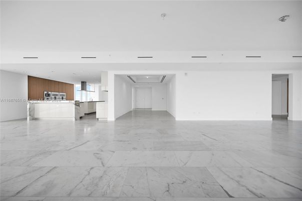 Empty room, Interior, Kitchen, Marble, Recessed Lighting